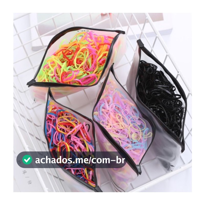 ANA 1108 Kit Elastico de cabelo Com Bolsa borrachinha/liguinha rabico de cabelo silicone infantil