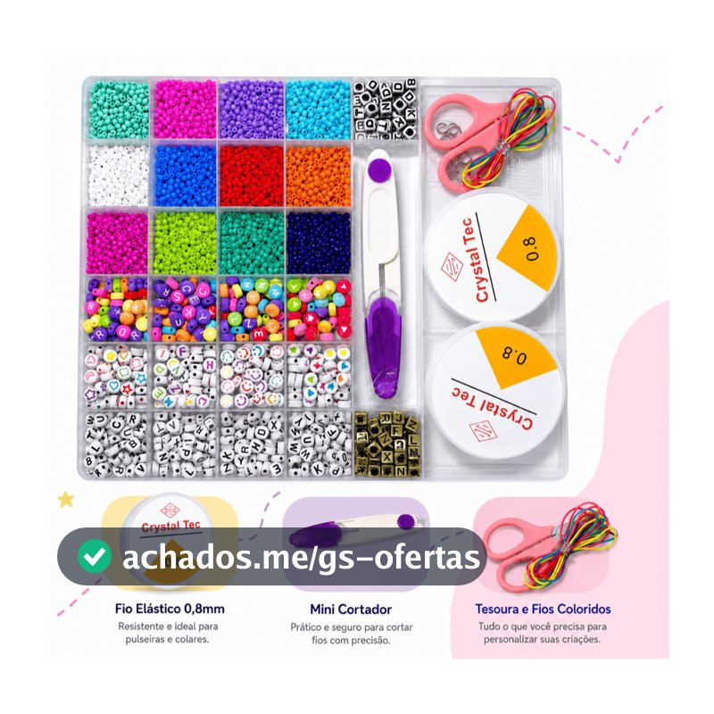 Kit Miçangas para Fazer Pulseira Infantil Colorida Bijuteria Colar Phone Strap 5100 Pçs