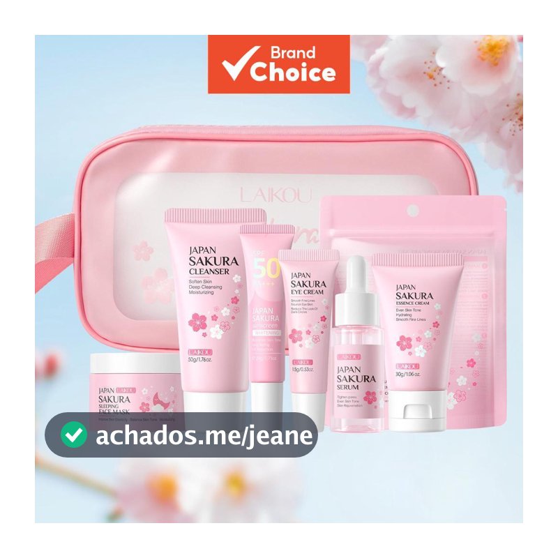 Conjunto de Cuidados com a Pele LAIKOU Sakura - Hidratante, Ilumina o Tom da Pele, Brilho, Presente de Aniversário ou