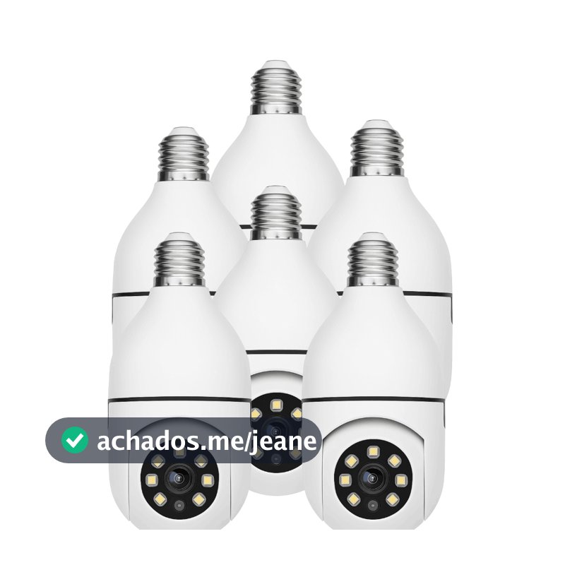 3 a 8 Câmeras Lâmpada Wi-Fi com Rotação 360°, App Remoto e Visão Noturna – E27 Rosqueável