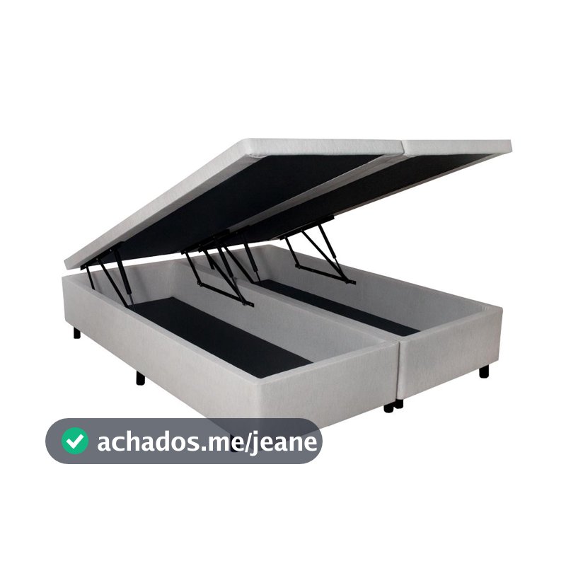 Cama Box Baú Queen 158x198x42cm Courino Linho Areia com Pistão a Gás