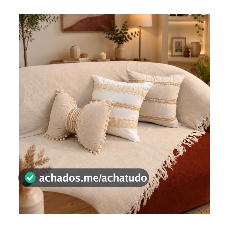Kit 3 Almofadas Cheias Estilo Boho Chic com Laço – Exclusivo