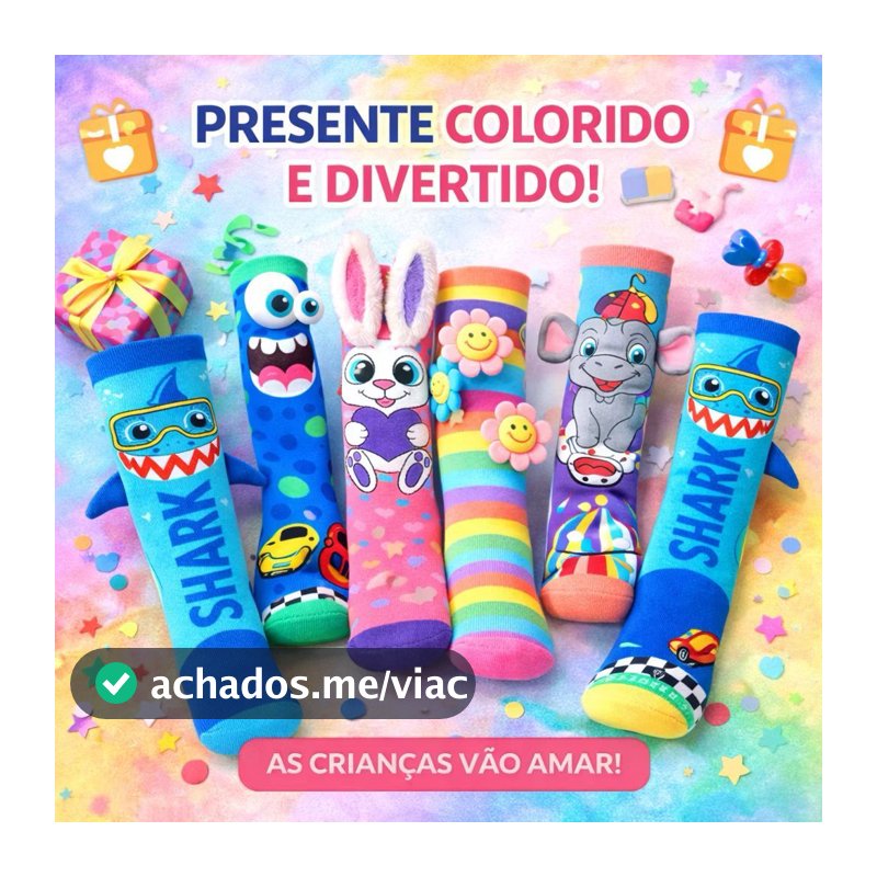 Meias 3D Infantil Maluca Divertida Personagens Vários Modelos