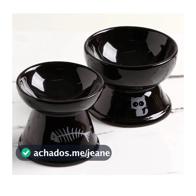 Kit 2 Comedouro Cerâmica Elevado Gatos em Luxo Comedouro Bebedouro Cerâmica Higiênico Pet Cachorros