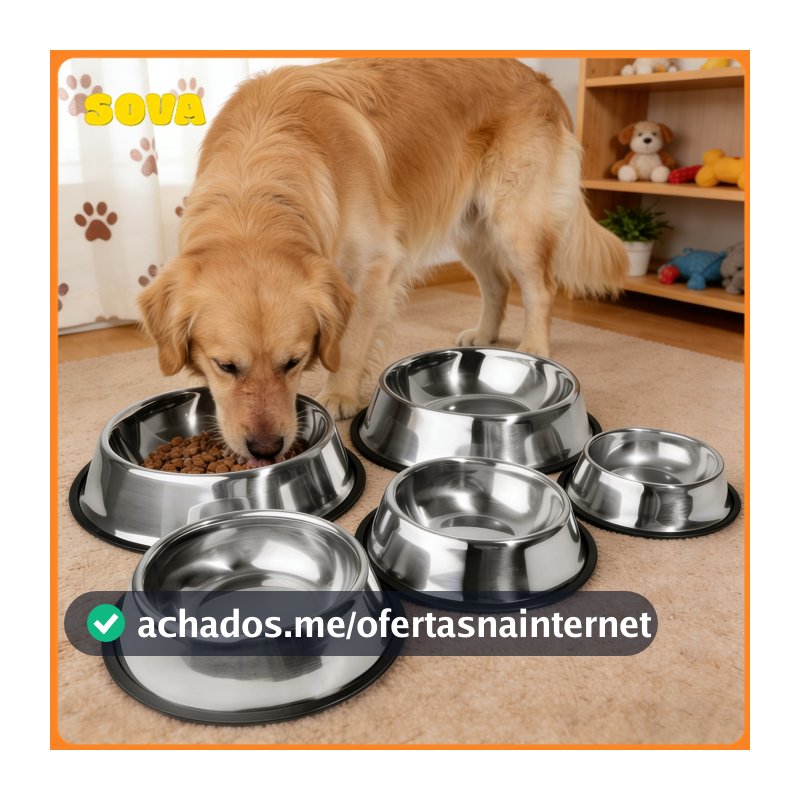 Cachorro Pote De Ração Água E Ração Antiderrapante Resistente Aço Inox Animais Estimação para Gatos e Cães