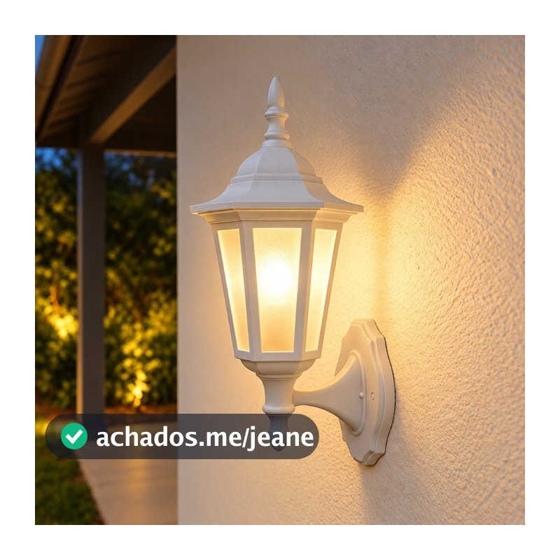 Luminária Arandela Colonial Branca Vintage Clássica Parede Externa Jardim p LED Sextavada Retro