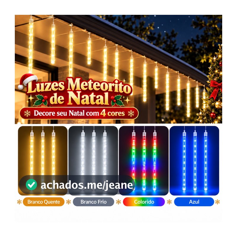Cascata Chuva de Meteoro LED 288 LEDs 8 Tubos Enfeites de Natal Pisca-Pisca Decoração Externa