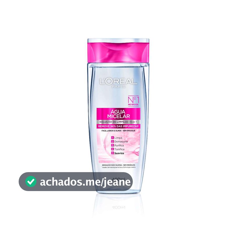 Água Micelar Purificante 5 em 1, Limpa e Demaquila, Para Todos os Tipos de Pele, L'Oréal Paris Dermo Expertise 400ml