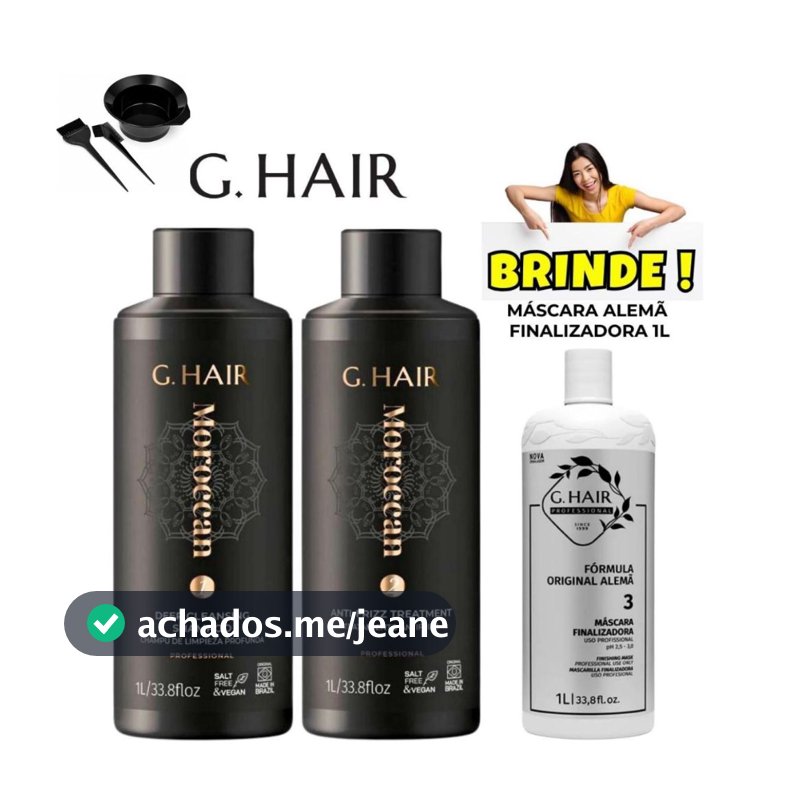 Ghair - Kit Escova Progressiva Marroquina AntiFrizz 2 PASSOS 1L + BRINDE! Máscara Finalizadora Alemã+ gratis