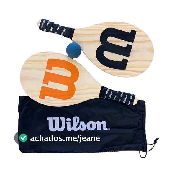 Kit Jogo Frescobol Tênis De Praia 2 Raquetes de Madeira 1 Bola Com Capa Cor Laranja e Preto