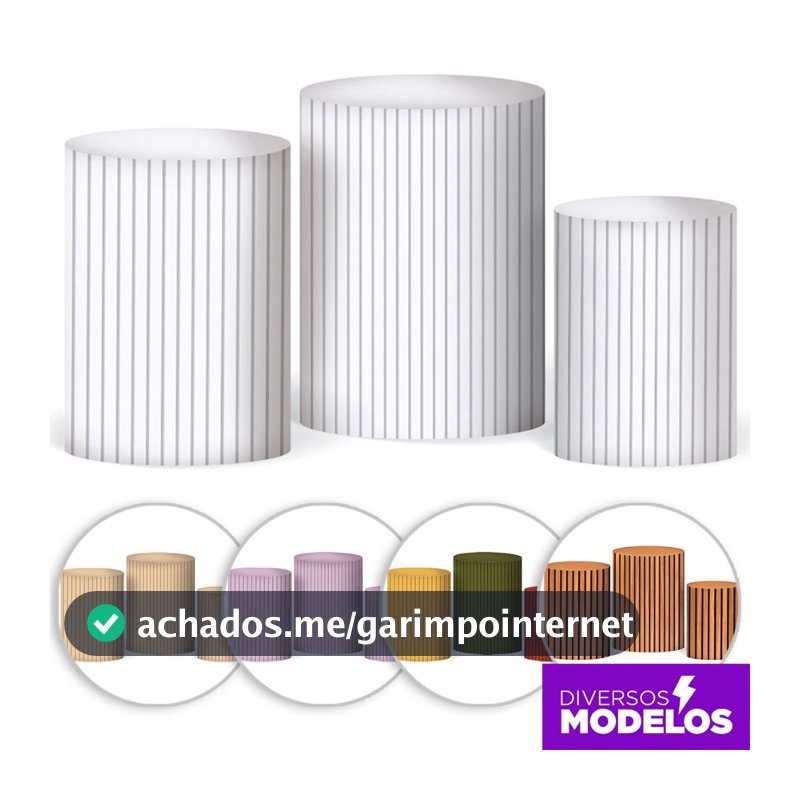 Capa Cilindro Ripado Decoração Festa Kit Capa Trio Sublimado Em Tecido