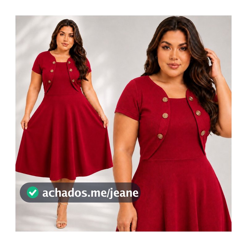 Vestido Midi Godê Evangélico com Blazer Fake Feminino Social Elegante - Look Igreja Culto ou Trabalho Malha Canelado