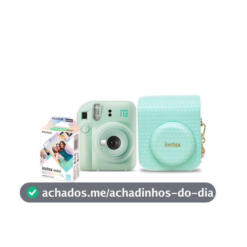 Kit de Câmera Instantânea Fujifilm Instax Mini 12 Herringbone Verde