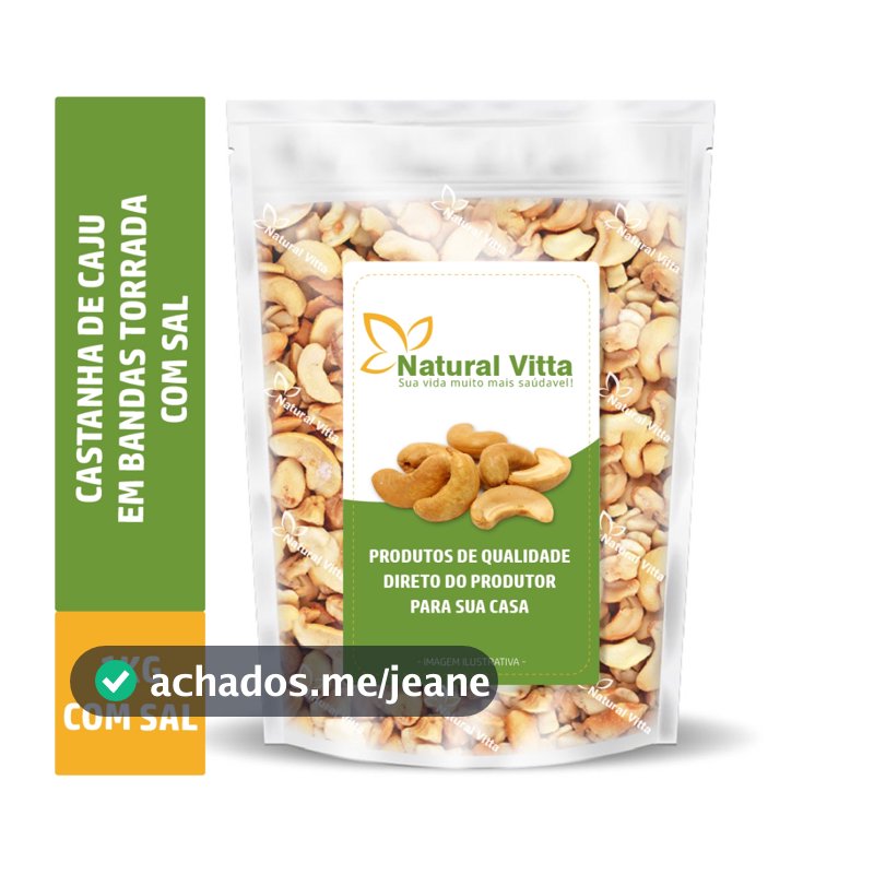 Castanha De Caju Banda 1kg - Torrada Com Sal Ou Sem Sal Natural Vitta