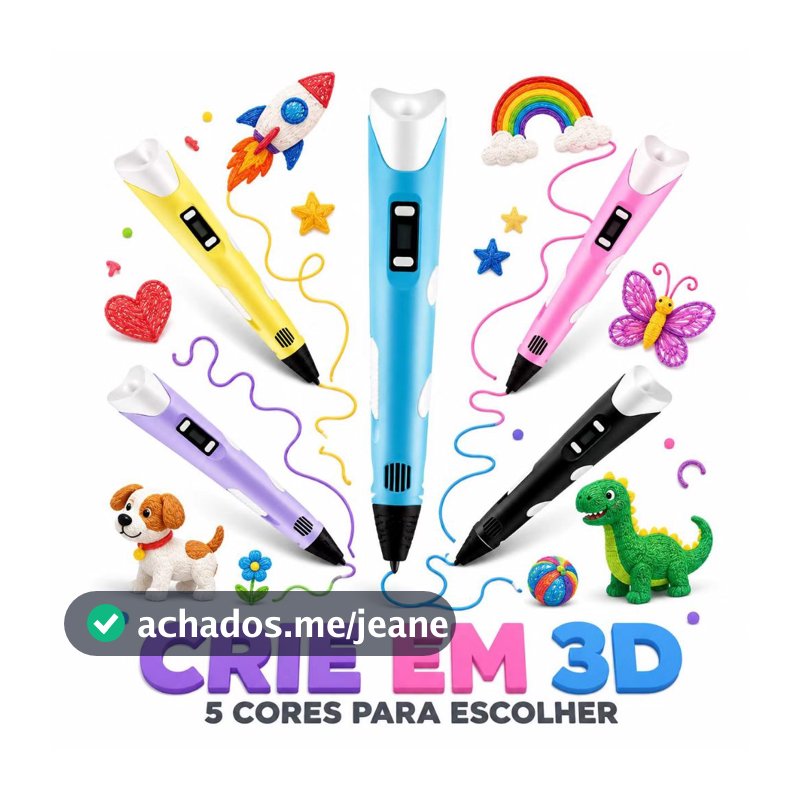 Caneta Impressora 3D LCD PLA 1,75mm Infantil Desenho 3D Brinquedo Criativo DIY Presente Aniversário Criança