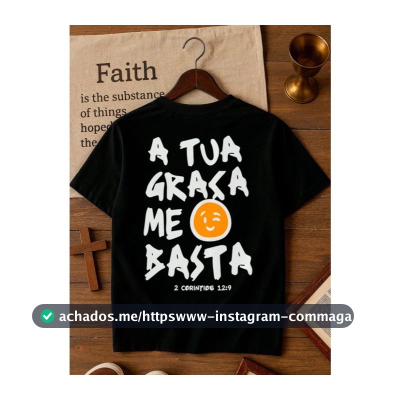 Camiseta Para Meninos Cristã A Tua Graça Me Basta Estampa Grande Camisa 100% Algodão
