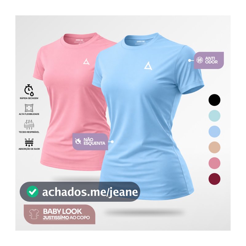 KIT 2 ou 1 Camiseta Academia Feminina Dry Fit UV 50+ Treino Blusa Slim Caminhada Treino Musculação