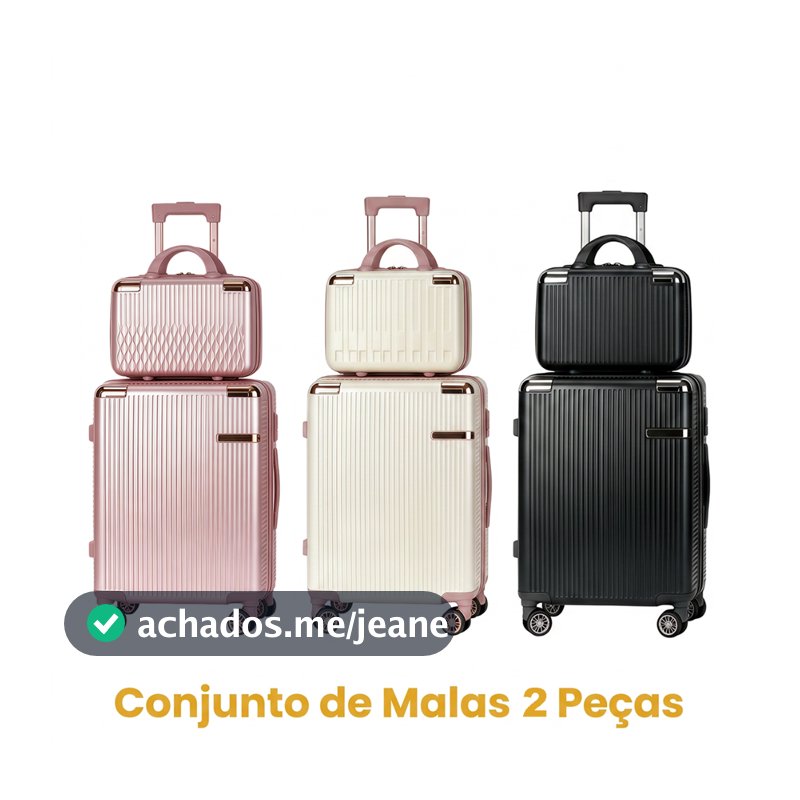 Mala de Viagem 20 Pol com Frasqueira – 4 Rodas 360° e Zíper Extensível 10 kg em Fibra Resistente-V7