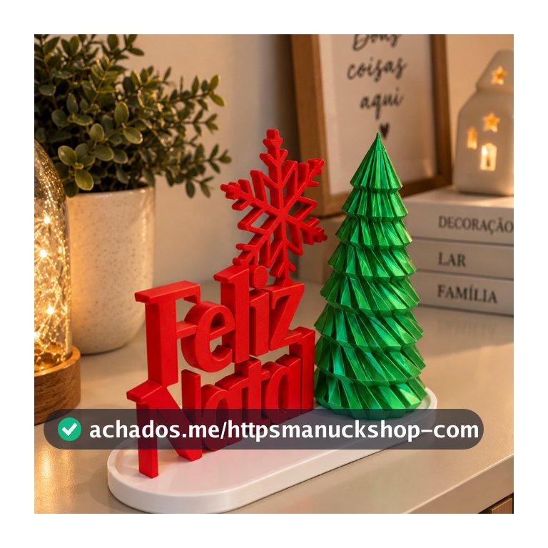Kit Natal Feliz Natal com Árvore e Bandeja Decoração