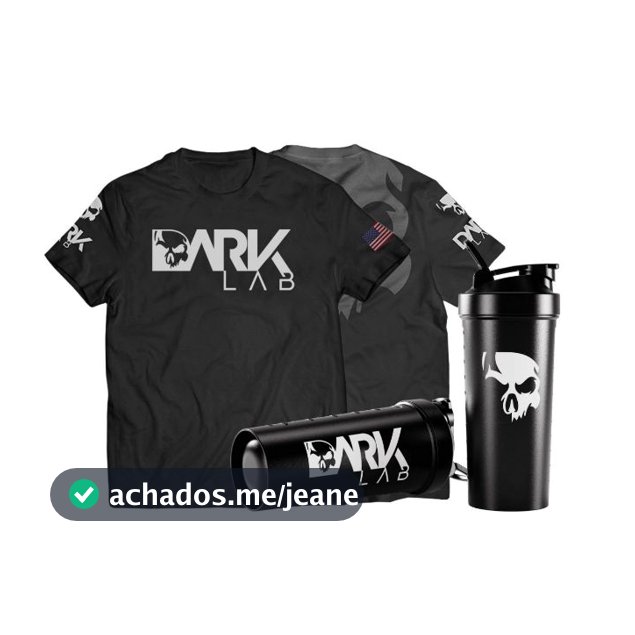 Kit Camiseta Caveira Dry-Fit + Coqueteleira Fuse 700ml Preta Dark Lab
