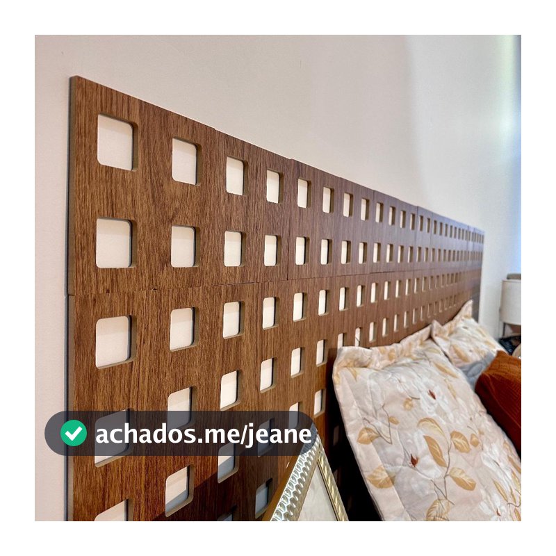 Kit Até 10 Painel Decorativo Vazado MDF Autocolante Estilo Madeira Nobre Muxarabi 30x30cm
