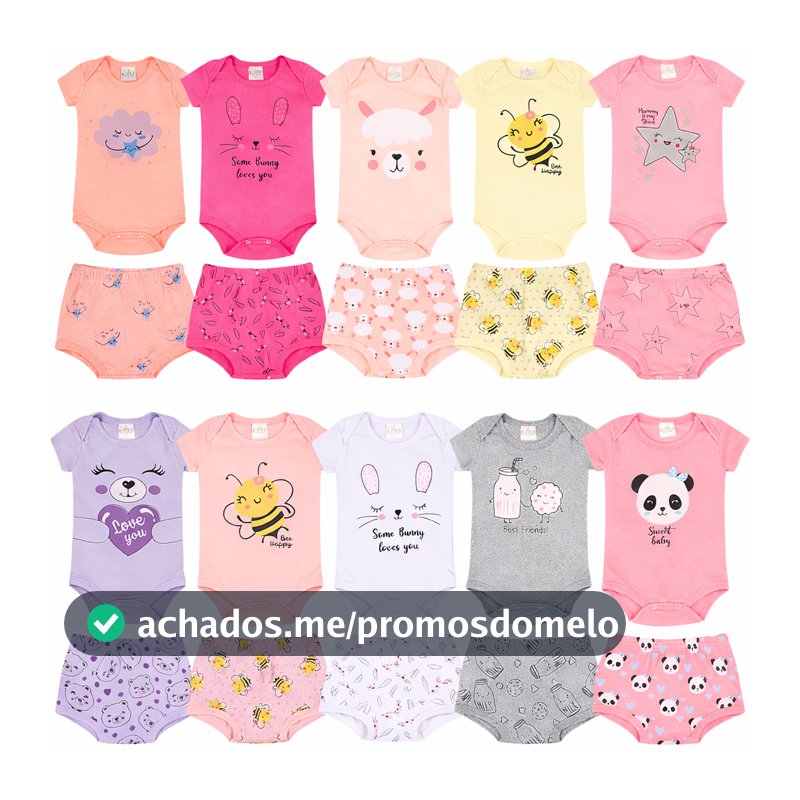 kit 10 peças body + shorts menina 5 body+5 shorts- 5 conjuntos feminino roupa infantil