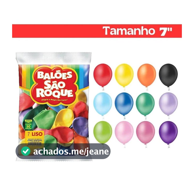 Balão Bexiga Látex Festa Tamanho 7 c/50 Unidades - São Roque