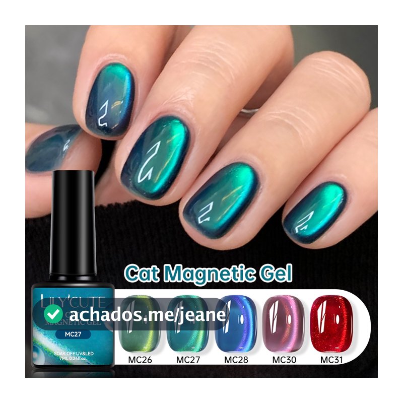 LILYCUTE 7ml Gato Verde Gel Magnético Esmalte Brilhante Nail Art Verniz UV LED Soak Off Manicure