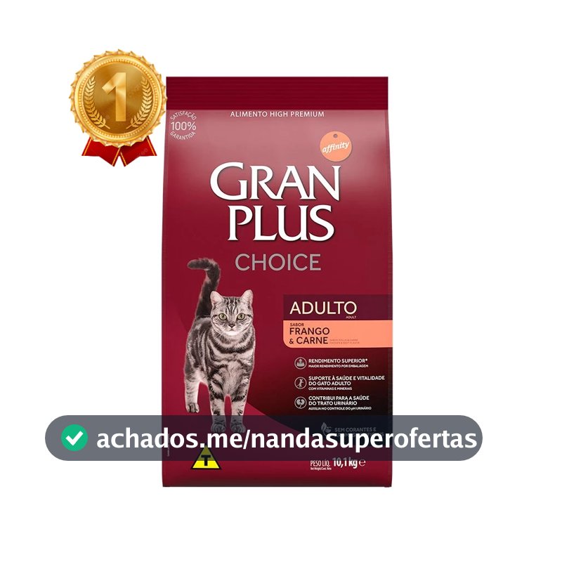 Ração GranPlus Choice Gatos Adultos Frango e Carne 10,1kg