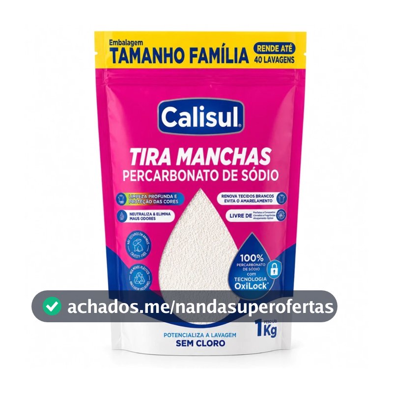 Percarbonato 100% Puro Tira Manchas Roupas Brancas e Coloridas