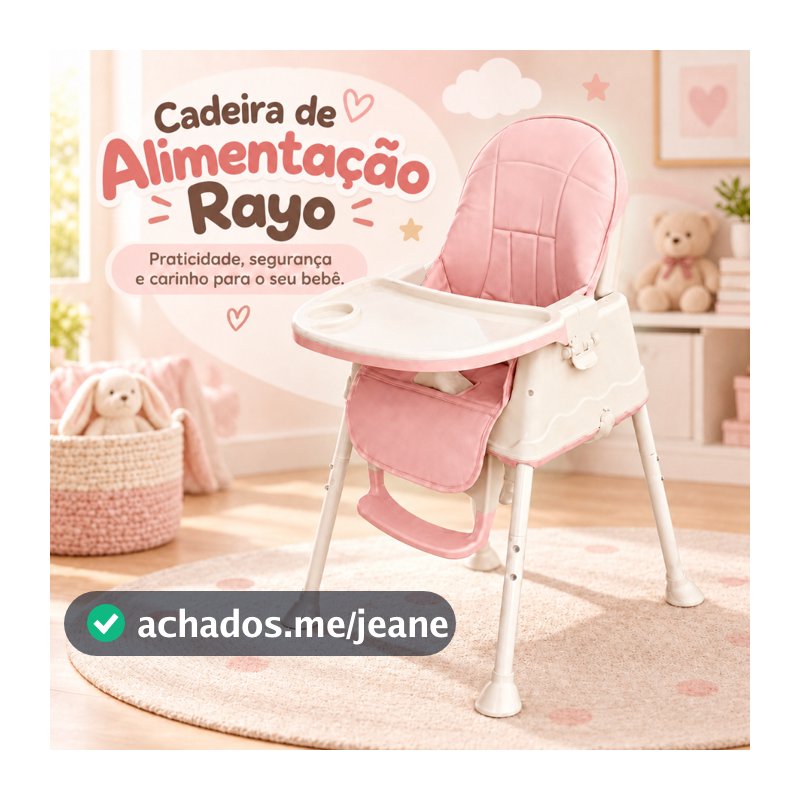 Cadeirinha de Alimentação infantil 2 Alturas Suporta 23kg Assento Retrátil Rayo