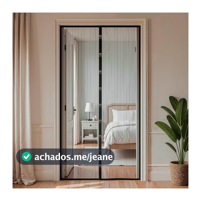 Tela Mosqueteira Mosquito Magnética Anti Inseto para Porta Preto / Branco