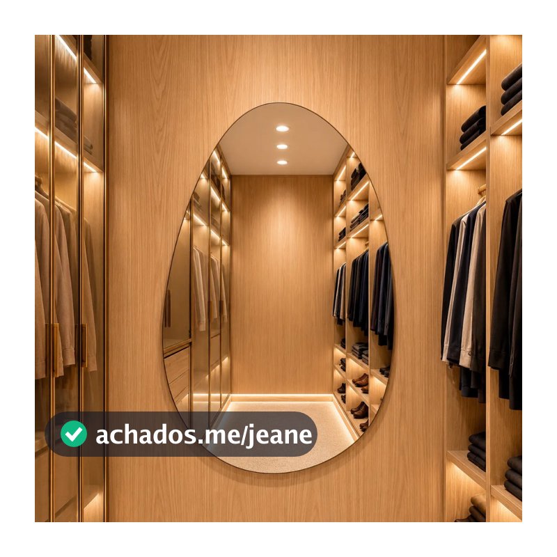Espelho Vildrex Milão 70x50cm Design Moderno Lapidado Decorativo Moderno para Banheiro Quarto Parede Sem Moldura Luxo