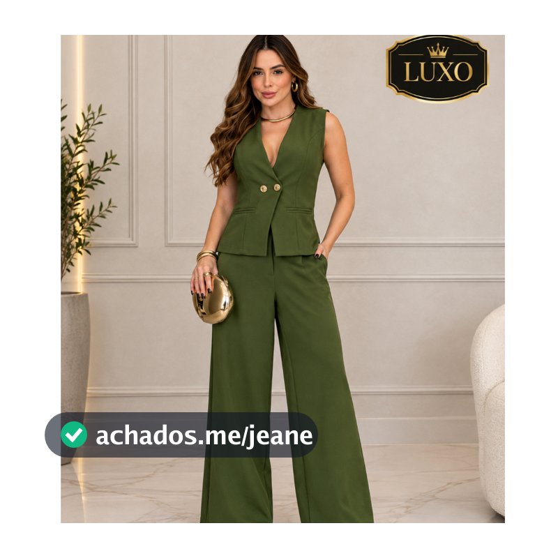 Conjunto Bolso Falso Colete Calça PantalonaTeçido Alfaiateria Premium,Social,Moderno,Sofisticado,Elegando,Executiva.