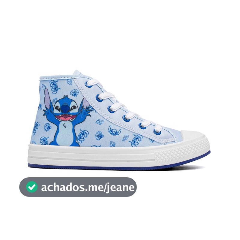 Tenis Infantil Meninas Stitch Cano Alto Conforto Disney Original