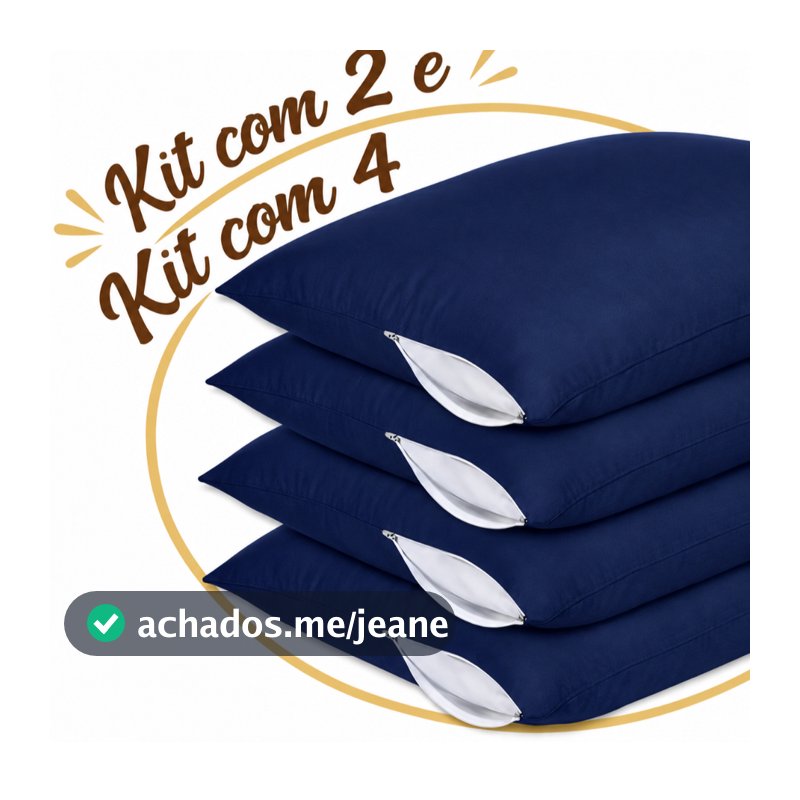 kit 4 Capas Protetora Fronha Travesseiro com Ziper - Diversas Cores AntiÁcaro Proteção /1, 2 e 4 pçs
