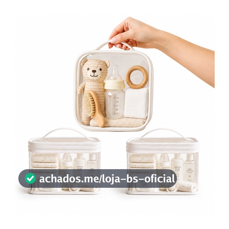Kit 3 necessaire transparente organizadores Bolsa Mala Saída Maternidade Troca e Fralda bebe Higiêne
