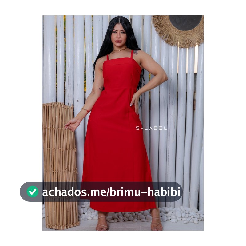 Vestido Midi Linhão Feminino Luxo com Alças Reguláveis e Elastex nas Costas