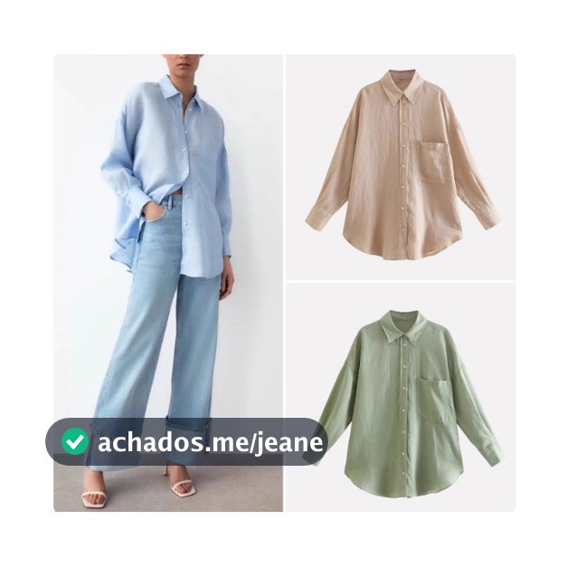 ZA Camisa feminina de linho puro estilo básico novo estilo 8188366