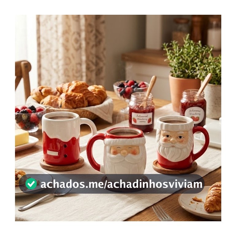 Caneca de Natal Papai Noel 330ml em Dolomita Premium - Coleção Festas