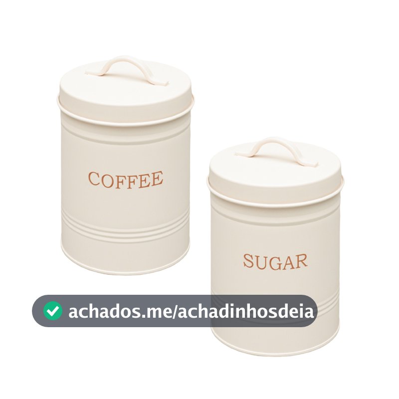 Conjunto Porta Mantimentos 2 Peças Cafe Açucar Tampa Aço 11cm Organização Cozinha Premium