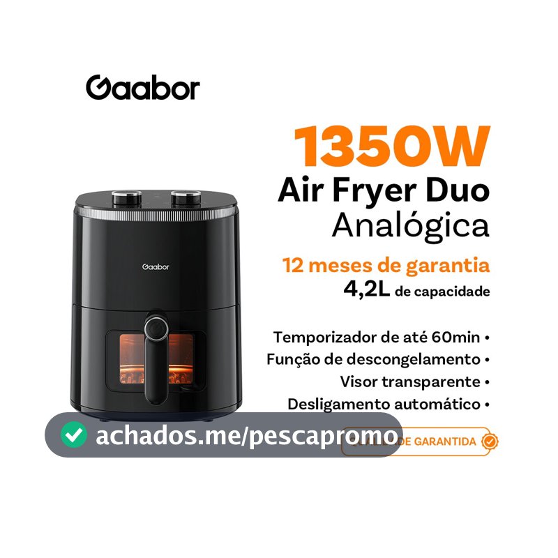 Gaabor fritadeira air fryer 4,2L Botão de botão duplo Grande janela de visualização AF-45M02A -1