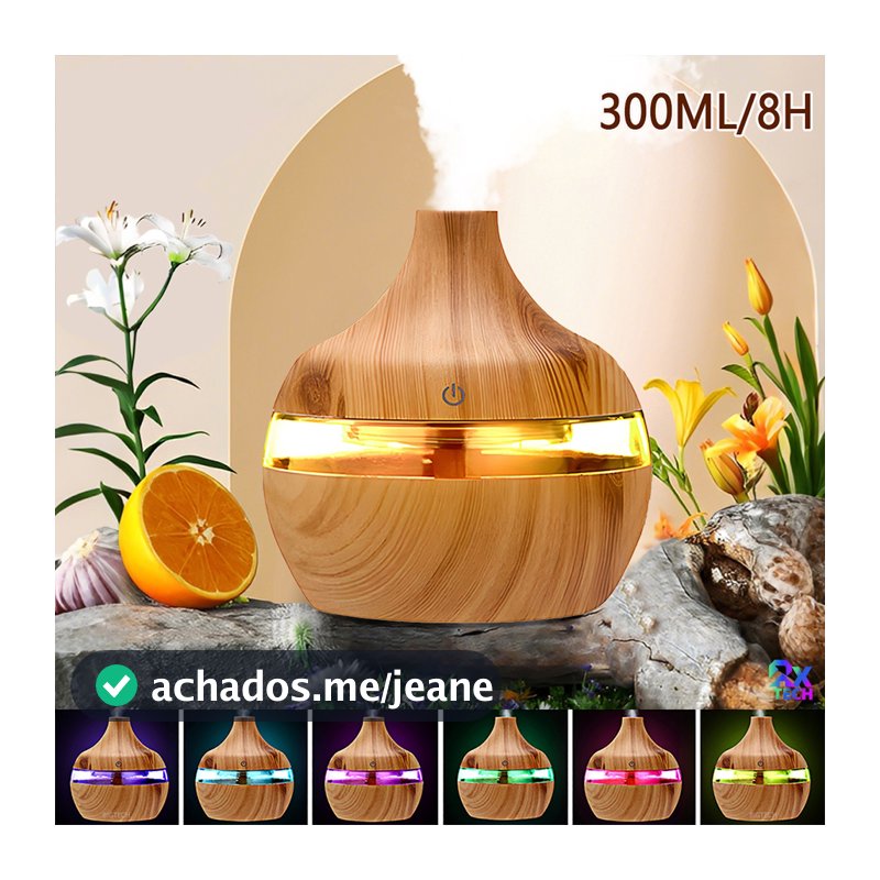 Umidificador De Ar E Difusor Aromatizador 8H LED De Ambiente Eletrico Humidificador Ultrassônico Portátil