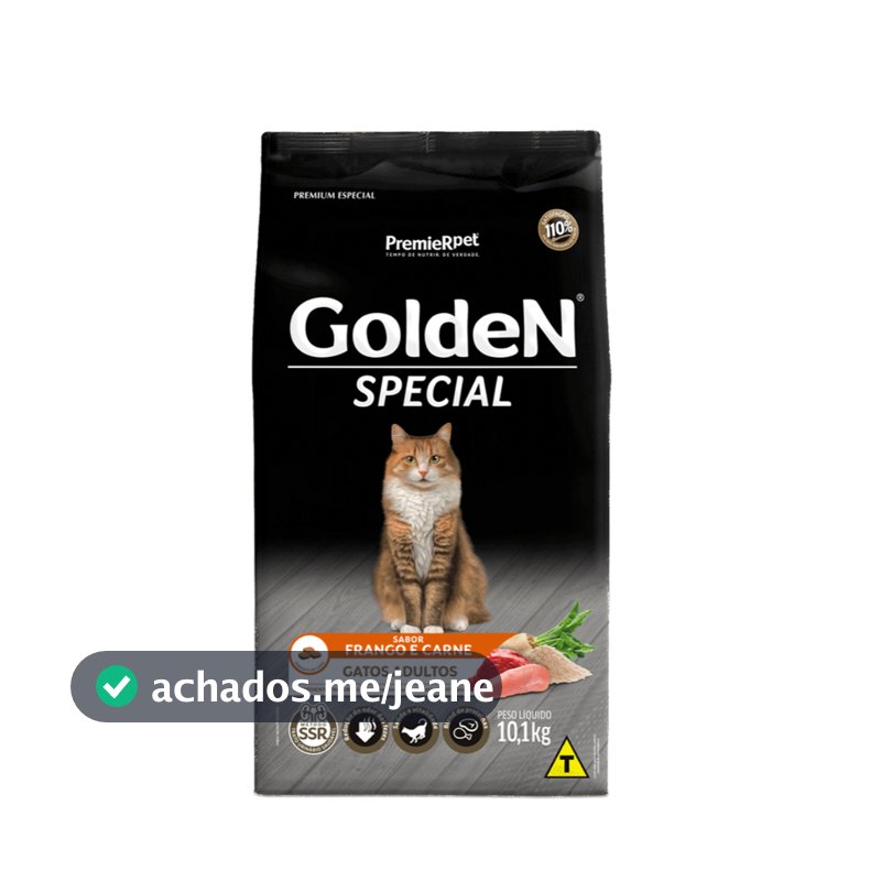 Ração Golden Special Gatos Adultos Sabor Frango e Carne 10.1Kg