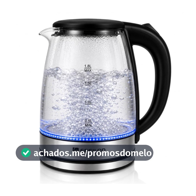 1,8 Litros Chaleira Elétrica Inox Vidro Bule Térmica