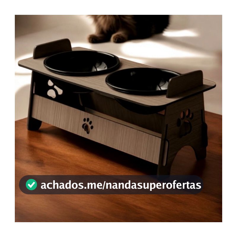 Comedouro Elevado em MDF para Cachorro e Gato – Design com Patinhas