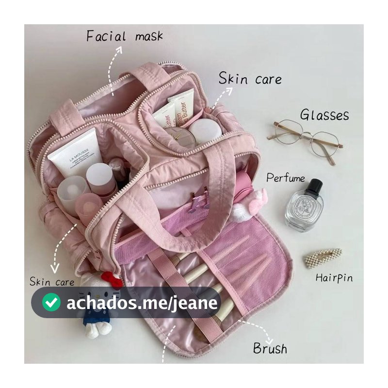 Bolsa Cosmética Portátil De Grande Capacidade Necessaire Viagem Compartimentos