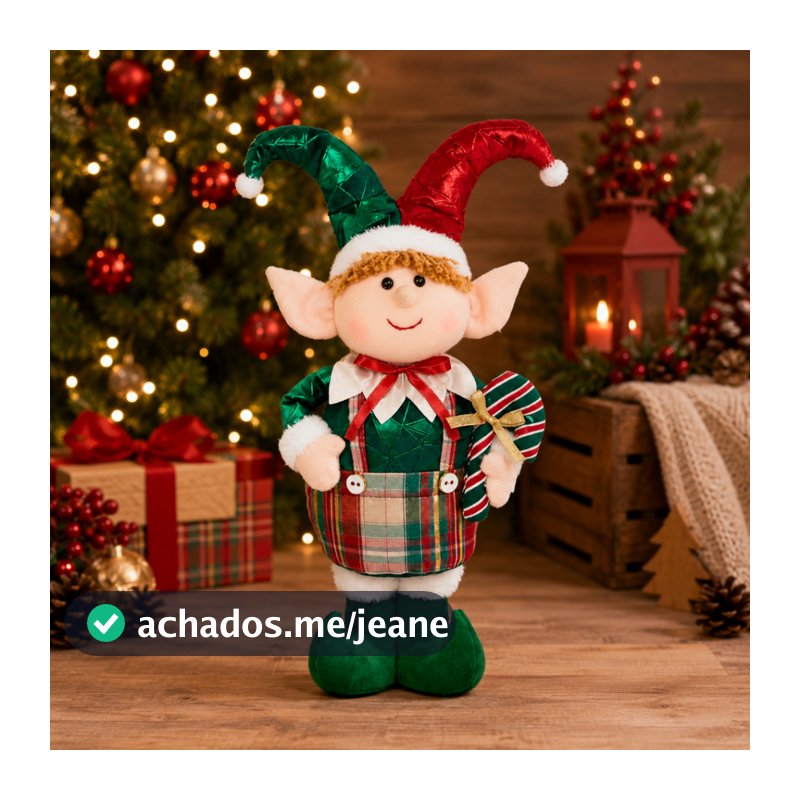 Lindo Duende em Pé 45cm - Decoração de Natal para Casa