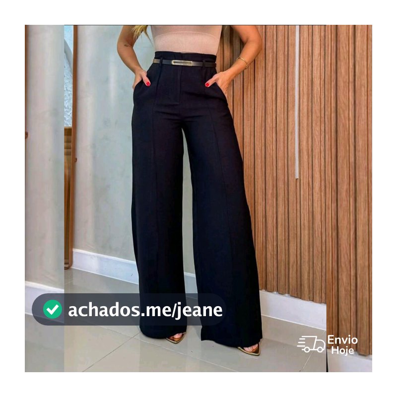 Calça Social Feminina Pantalona Alfaiataria Com Cinto Lançamento Moda Luxo Elegancia Social