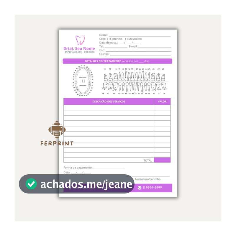 Bloco de Orçamento Odontológico Personalizado | Tamanho A5
